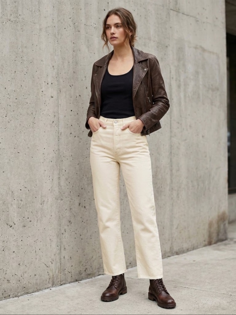 132. NWT Levi's Premium Ribcage Straight Ankle Jeans - Off White Cream -30x27
